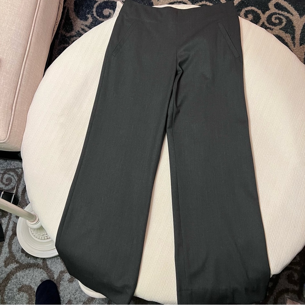 Donna Karan Collection wide leg wool pants charcoal gray 8